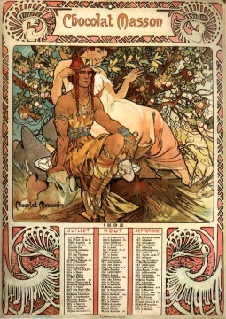  distinct Art Painting - Manhood 1897 calendar Czech Art Nouveau distinct Alphonse Mucha